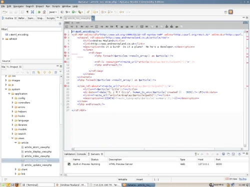 Aptana editor