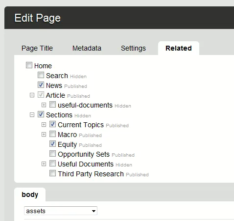 Related pages plug-in screenshot
